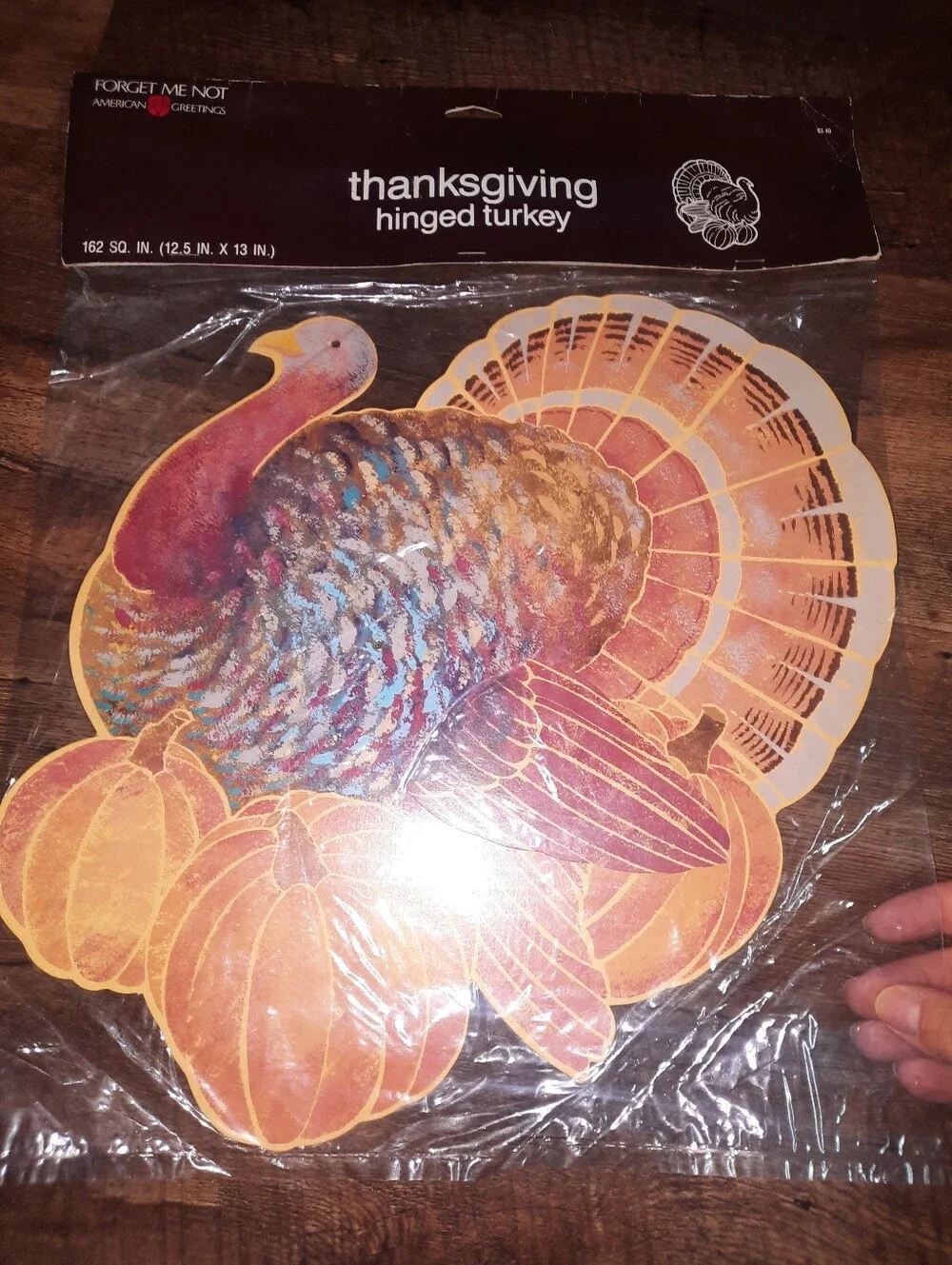 Vintage American Greetings Thanksgiving Turkey Wall Decoration - Orange/Brown